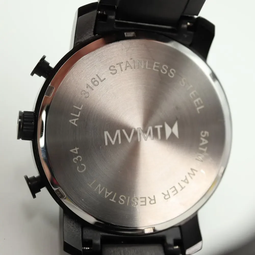 MVMT Element Black Gold Tone 44mm Chronograph Watch Extra Links w New Battery
